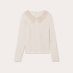 T-shirt col claudine macramé ecru femme