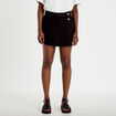 Jupe-short trap&egrave;ze en jean denim noir femme