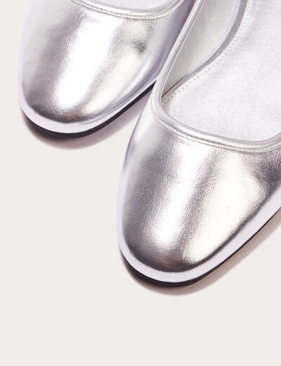 Ballerines bouts carrés gris argent femme