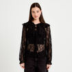 Blouse dentelle manches longues noir femme