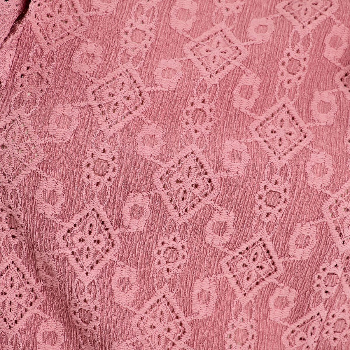 Blouse brodée avec volants vieux rose femme