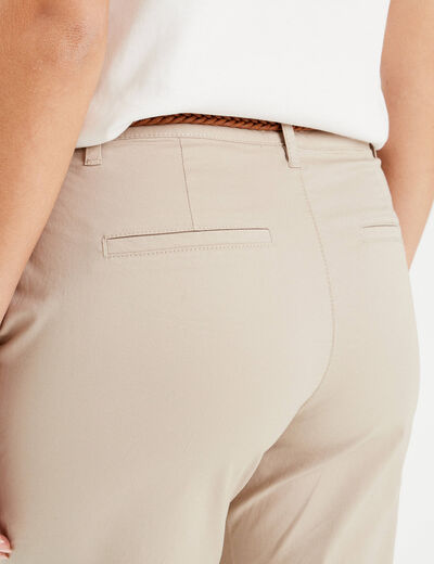 Pantalon chino 7/8ème beige femme