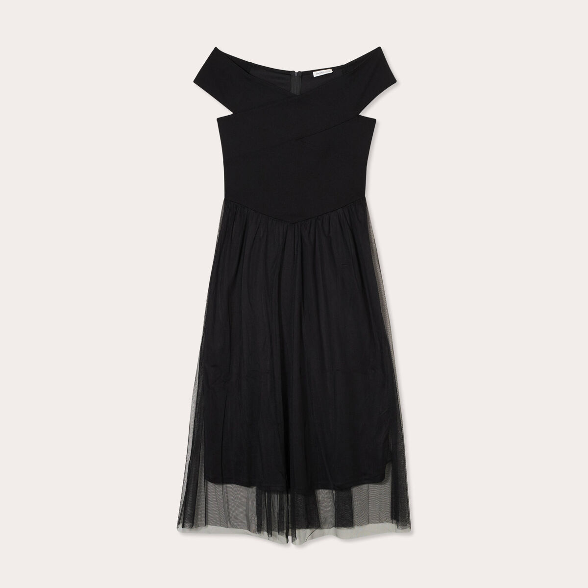 Robe midi bustier évasée noir femme
