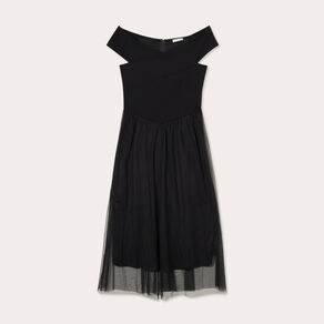Robe midi bustier évasée noir femme
