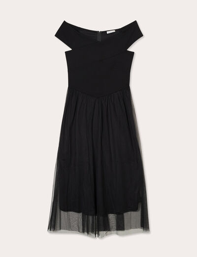 Robe midi bustier évasée noir femme