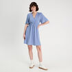 Robe évasée taille élastiquée bleu gris femme