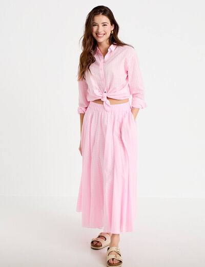 Chemise manches longues rose clair femme