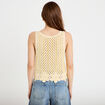 D&eacute;bardeur col v aspect dentelle jaune clair femme