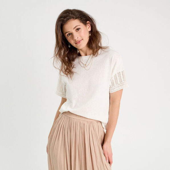 T-shirt manches courtes ecru femme
