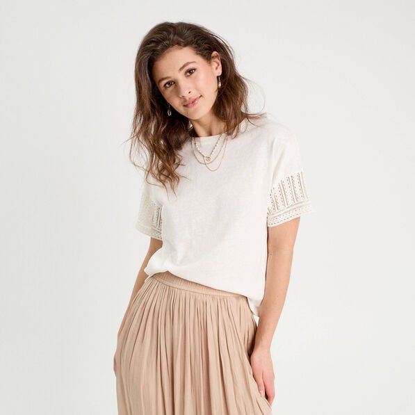 t shirt manches courtes ecru femme T-shirt manches courtes ecru femme