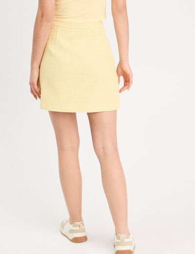 Jupe trapèze tweed jaune clair femme