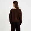 Gilet col v manches longues marron fonc&eacute; femme
