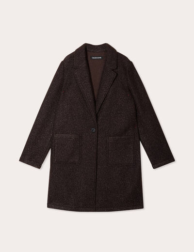 Manteau ample bouclette marron foncé femme