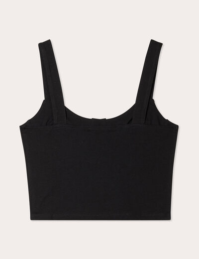 Débardeur cropped bretelles noir femme