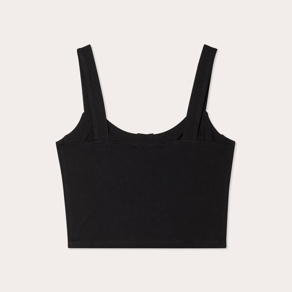 Débardeur cropped bretelles noir femme