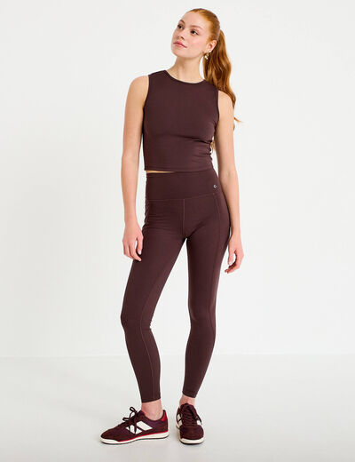 Legging taille haute activewear marron fonc&eacute; femme