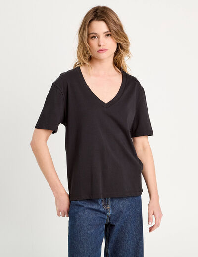 T-shirt manches courtes noir femme