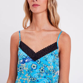 Débardeur avec dentelle bleu clair femme