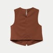 Top ajust&eacute; court sans manches col rond marron femme