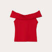 T-shirt col bardot rouge femme