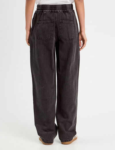 Jeans large taille élastiquée denim noir femme