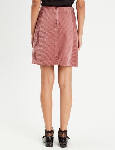 Jupe trapèze en velours vieux rose femme