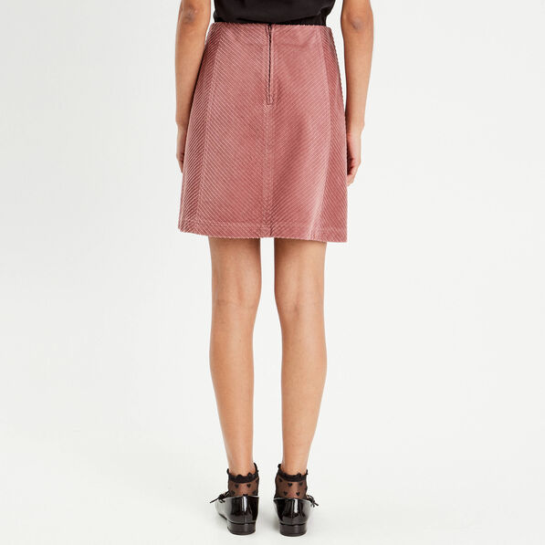 Jupe trapèze en velours vieux rose femme