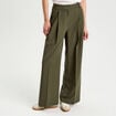 Pantalon large &agrave; pinces vert kaki femme