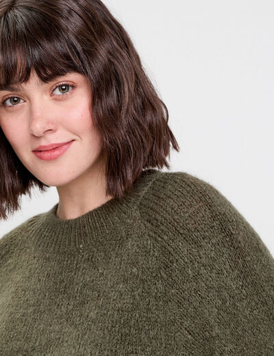 Pull manches longues vert kaki femme