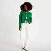 Gilet court nou&eacute; vert fonc&eacute; femme
