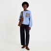Pull ample col rond manches longues bleu ciel femme