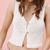 Gilet cropped sans manches ecru femme