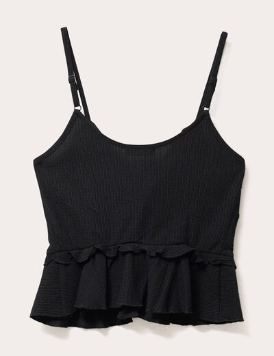 Blouse cropped volants noir femme