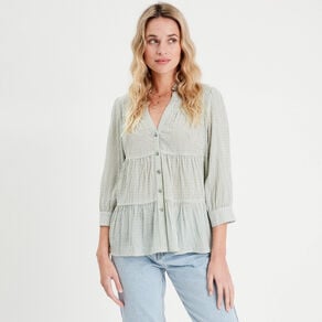 blouse manches 34 vert femme Blouse manches 3/4 vert femme
