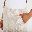 Pantalon large taille haute creme femme