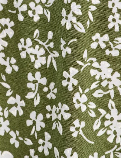 Robe évasée boutonnée vert kaki femme