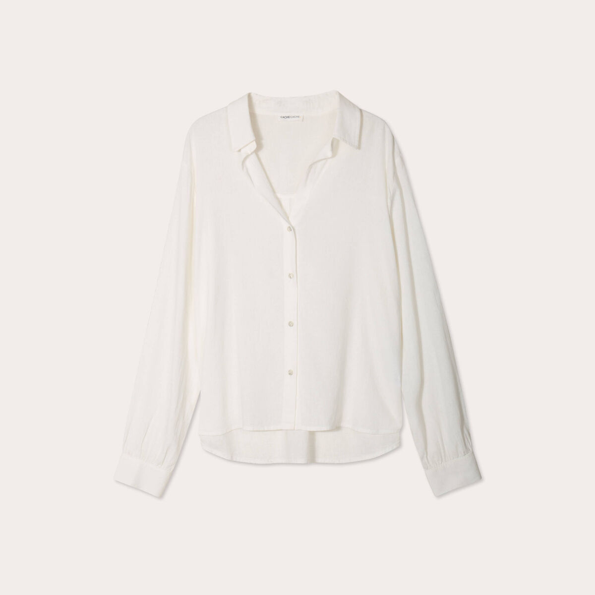 Chemise manches longues contenant du lin ecru femme