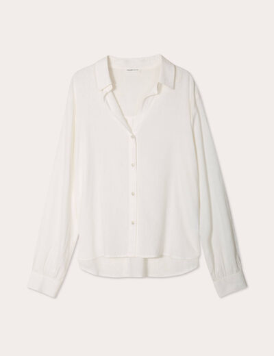 Chemise manches longues contenant du lin ecru femme