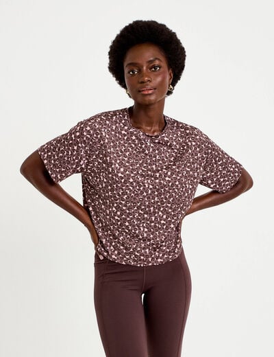 T-shirt col rond manches courtes violet femme