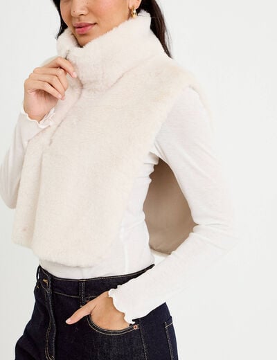 Cache-cou en fausse fourrure sable femme