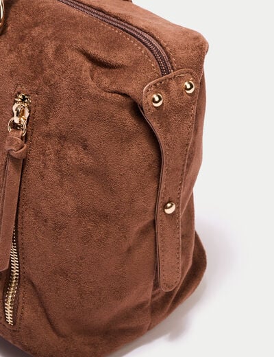 Sac aspect daim camel femme
