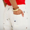 Pantalon bootcut taille haute velours blanc femme
