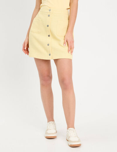 Jupe trapèze tweed jaune clair femme