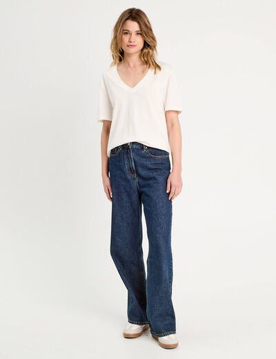 T-shirt manches courtes ecru femme