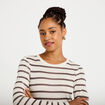 T-shirt ajust&eacute; col rond manches longues ivoire femme