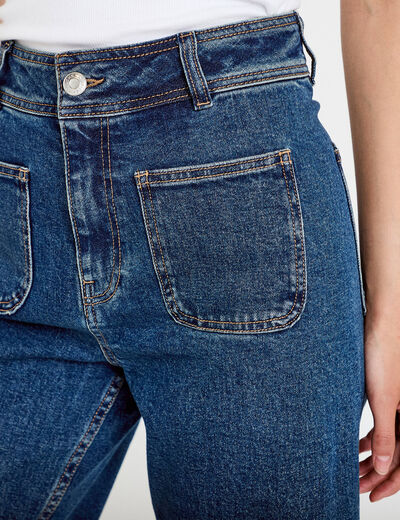 Jean wide leg cropped taille haute denim stone femme