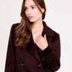 Caban col tailleur manches longues marron fonc&eacute; femme