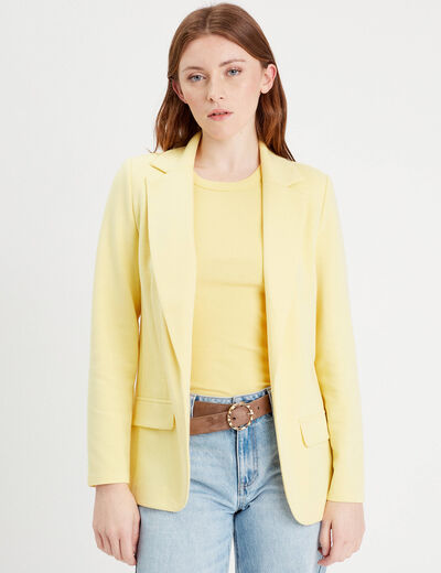 Veste blazer cintrée jaune clair femme