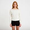 Pull col bateau manches longues ecru femme