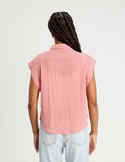 Chemise sans manches rose corail femme